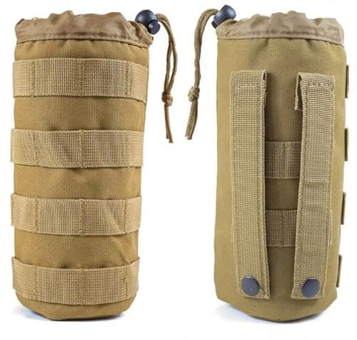 Tactical MOLLE Water Bottle Pouch Drink Bottle Bag Holder Carrier Holster for Military Airsoft Running Hydration (Tan)