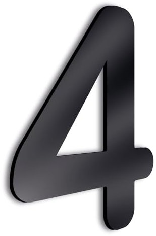 Numeros de Casa Exterior de 25 cm de altura - Señalizacion para Comercios Naves Viviendas Locales - Numeros Grandes de Metacrilato Negro Brillo (Numero 4)