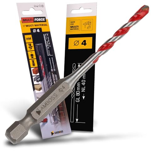 Ø4.0 mm HM Mehrzweckbohrer - Holz, Blech, Gipskarton, Metallprofil, Fliesen, Mauerwerk uvm.- AMBOSS Werkzeuge Multi Force Multifunktionsbohrer Multibohrer 6kant Bohrer für Bohrmaschinen/Akkuschrauber
