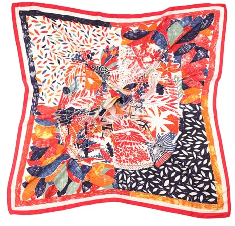 DRESHOW 90x90cm Große Quadratische Schals für Damen Seide Kopftuch Bandanas Haartuch Halstuch Haarschmuck