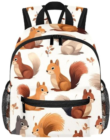 Kinder-Rucksack, Eichhörnchen-Farbdruck, niedlich, leicht, wasserabweisend, Vorschulrucksack, verstellbare Schultergurte für Jungen und Mädchen, multi, 25.4x10x30 CM/10x4x12 in