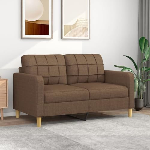 Willood 2-Sitzer-Sofa Couch für Wohnzimmer, Polstersofa mit Metallgestell, Loungesofa Zweisitzer Wohnzimmersofa Wohnzimmermöbel Braun 140 cm Stoff