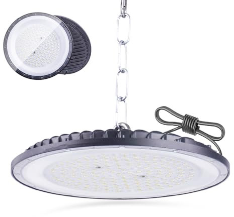 Faretto LED UFO 100W,Fosingut 110lm/W Super Luminoso UFO Lampada LED Officina,144 LEDs High Bay Light,IP65 6500K BiancoFreddo Proiettore LED Interno Lampadario Industriale per Garage,Magazzin,Fabbrica