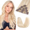 Rich Choices Clip in Extensions Echthaar 8 Stück Clip Extensions 40cm #18/613 Blonde Strähnchen Unsichtbare Haarverlängerung Echthaar Clip ins Remy Seidig Gerade Natürlich - Dünne Tressen
