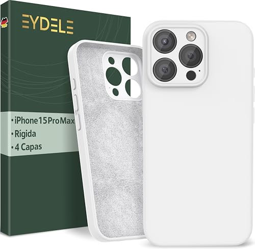 EYDELE 4-Lagige Hülle für iPhone 15 Pro Max - Gummierte Handyhülle mit Soft Inlay | Hardcase Cover | Silicone Coating - Schutzhülle in Schneeweiß