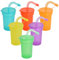 volumoon Gobelets en Plastique, 6 Pièces Tasse à Boissons Froides avec Paille et Couvercle, Tasse à Boissons Réutilisables pour Adultes, Smoothie Mug Coloré pour Camping, Mariages, Fêtes (6 Couleurs)
