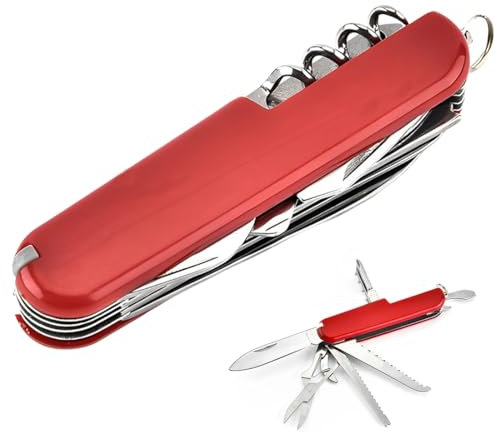 PRAOFRT 1 pièce Couteau suisse Couteau de Poche Suisse, 9 * 2,5 * 1,5CM couteau multifonction,Couteau de poche pliant Multitool,couteau automatique, 11 Fonctions