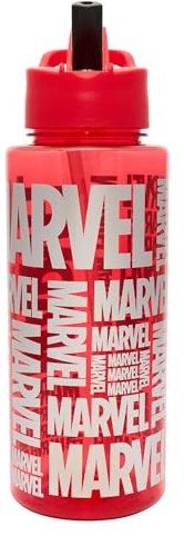 Marvel Logo 1L Kids Water Bottles with Straw by Polar Gear Gifts School Water Bottle - Back to School Supplies Boys Water Bottle Water Bottle with Dust Cover Spout, Red