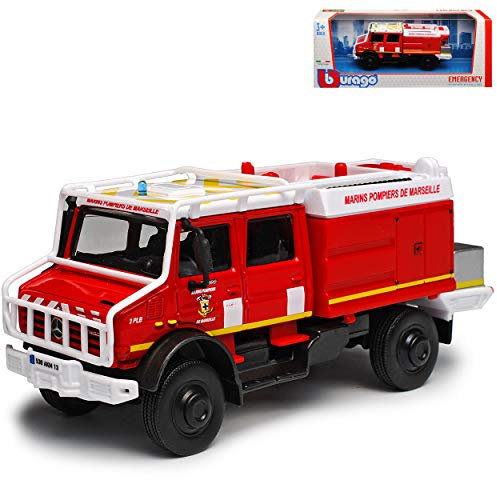 Mercedes-B Unimog U5000 Feuerwehr Rot Marseille 1/50 Burago Modell Auto