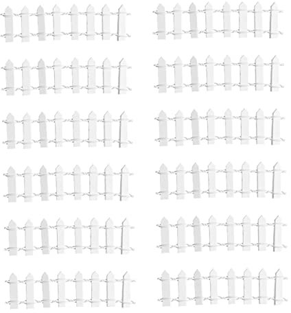 Happyyami 12 Pezzi Micro Recinzione Paesaggistica Pescare Piscina Scavare Animali Di Fuori Aria Bordo Arredamento Miniature Barriera Siepe Recinzione in Miniatura Di Legno Bianca