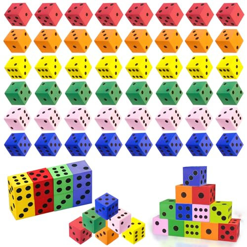 42 Stück Schaumstoffwürfel für Kinder,Flüsterwürfel, Foam Dice,Würfel Schaumstoff,2 cm Farbpunktewürfel Bunt Farben Steckwürfel für Kinder,Farbige Würfel für Partyspiele im Klassenzimmer