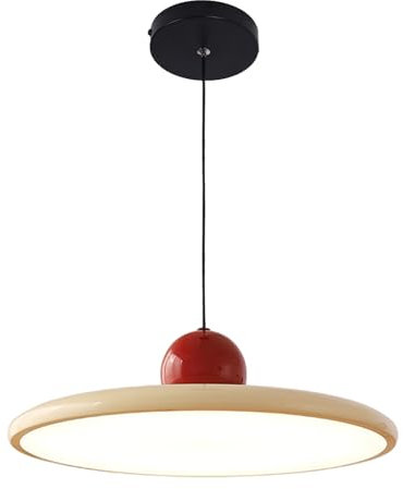 NICRX Moderne UFO-Pendelleuchte – 36W LED dimmbare Hängeleuchte,höhenverstellbar mit 3 Farbtemperaturen Hängelampe,Acryl und Metall Deckenlampe für Esszimmer,Wohnzimmer,Café (Weiß)