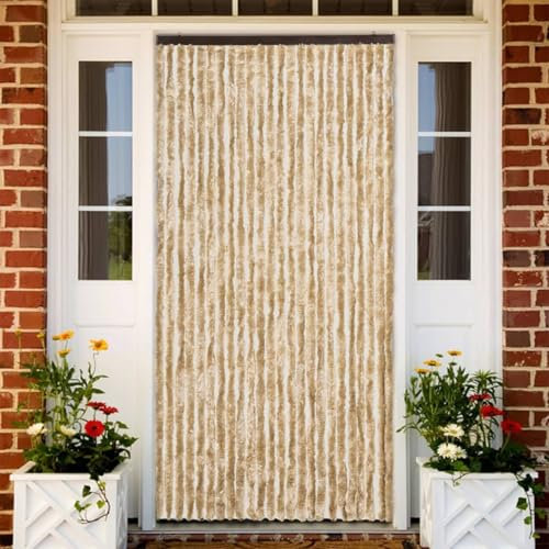 Fasba Insektenschutz Vorhang Fliegengitter Fliegenvorhang Türvorhang Flauschvorhang Fliegenschutz Balkontür Wohnzimmer Wohnwagen Beige 100x200 cm Chenille