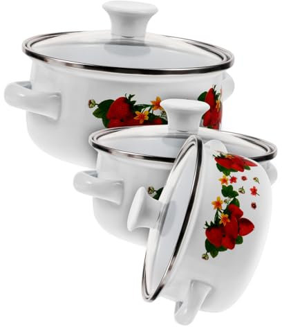 VICASKY 3Pezzi Pentola Smaltata Manici Ergonomici per e Noodles Design Vintage Sicura e La Tavola