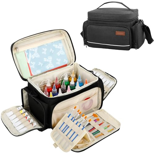 Valveric Acrylic Paint Storage Bag, Art Supply Organiser, Portable Brush Holder Case, Tote Bag for Watercolour & Craft Paint Tubes, Travel Painting Accessories Bag (Bag Only)