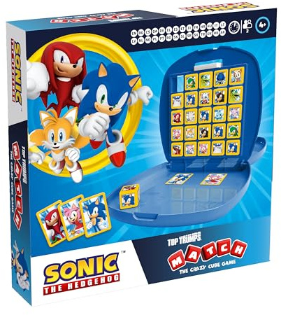 Top Trumps Match Sonic the Hedgehog Board Game, match 5 Tails, Knuckles, Shadow, Doctor Eggman in a row to win, great gift for SEGA video game fans, for ages 4 plus