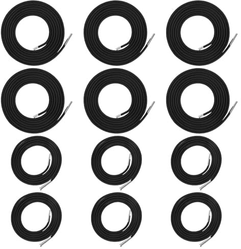 PEIZHIYC 12 Stück Elastische Schnur für Sonnenliege, 1.4M + 2.2M Gummiband für Liegestuhl Schwarz Gummischnur für Relax-Liegestuhl, Gartenstuhl, Sonnenliege