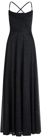 Vera Mont Damen Abendkleid mit Wasserfallausschnitt 30, Dunkelblau/Grau