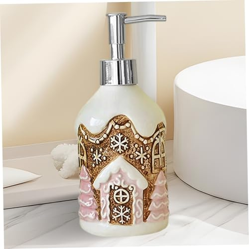 Weihnachtsseifenspender, 350 ml, Keramik, Lebkuchenhaus, Handseifenspender, nachfüllbare Lotionsflasche mit Pumpe für Lotion, Körperwäsche, Heimdekoration