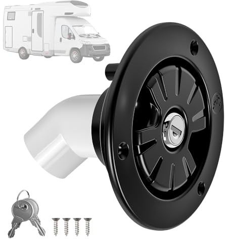 ASOUUNLD Bouchon de Réservoir D'eau pour Camping-Car, Bouchon de Remplissage d'eau Verrouillable Couvercle du Réservoir de VR Bouchon de Remplissage par Gravité avec 2 Clés pour Caravane de RV