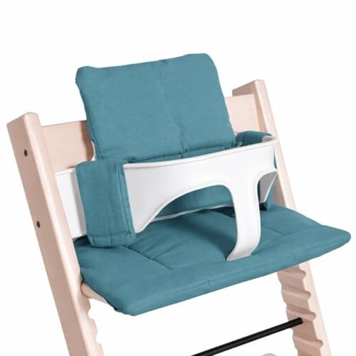 Hoppediz Hochstuhl Sitzkissen passend für Stokke Tripp Trapp, Ibiza | 2-teiliges Sitzkissen-Set aus Baumwolle, atmungsaktiv und waschbar