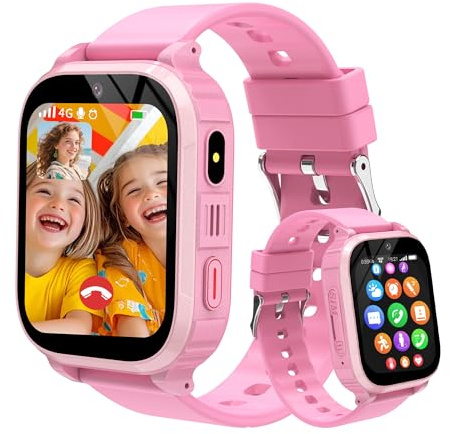 Smartwatch Bambini 4G con GPS e Videochiamate, Orologio Telefono per Bambini con SOS, Localizzazione in Tempo Reale, Modalità Scuola, Fotocamera, Giochi, Sveglia, Impermeabile IP68, Regalo 4-15 Anni