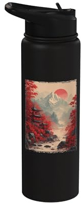 Japanese Landscape & Mountain, Trees Blossom | Japan Stainless Steel Insulated Water Bottle