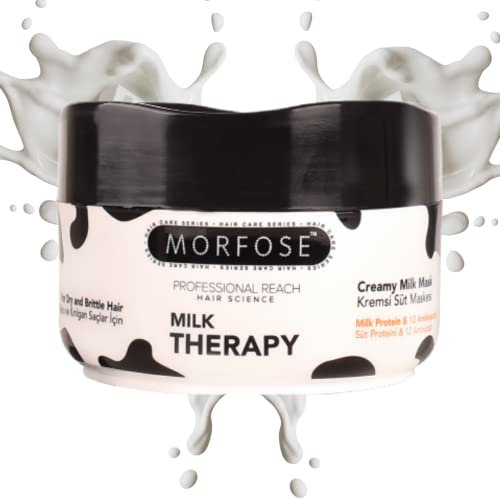 Morfose Milk Therapy Haarmaske 500ml – Milchprotein & 12 Aminosäuren – Feuchtigkeit & Reparatur für trockenes, sprödes Haar – Glanz, Kämmbarkeit & Haarstärkung