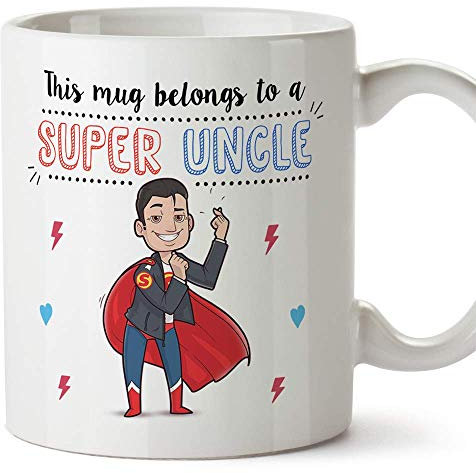 MUGFFINS Uncle Mug/Cup - Super Uncle - Coffee Mug for Breakfast/Birthday Presents for Uncles/Ceramic 11 oz