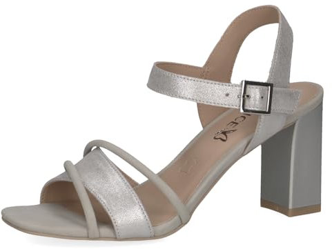 CAPRICE Damen Sandalen mit Absatz Elegant Festlich, Silber (Silver Comb), 39 EU