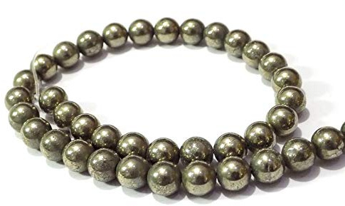 AAA Natur 1 Strang Goldene Pyrit Edelstein Perlen für Schmuckherstellung | 8 mm Goldener Pyrit Runde Perlen | Goldene Pyrit Plain runde lose Perlen | 15 Strand | Armband Halskette, die Kugel-Korn