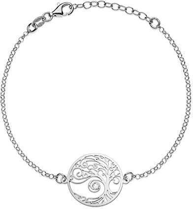 AKA Gioielli® - Bracelet Arbre de Vie en Argent 925 Rhodié avec cristal Swarovski pour Femme et Fille