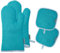Tormays 572F Ofenhandschuhe und Topflappen-Set, hitzebeständig, weiches Baumwollfutter mit rutschfester Oberfläche für Küche, Backen, Grillen, Türkis, 4-teilig