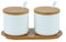 OnePine 260ml Zuccheriera in Ceramica, Contenitore per spezie barattoli spezie Rotonda con Coperchio e Cucchiaio, Design Elegante, per Casa e Cucina (Bianco, Set di 2)