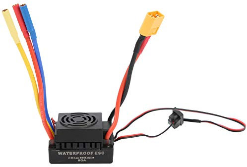VGEBY Brushless ESC, Brushless Regler 60A Wasserdichter bürstenloser elektrischer Geschwindigkeitsregler Passend für das SCX10 1/10 RC-Automodell(XT60) Automodell Spielzeug