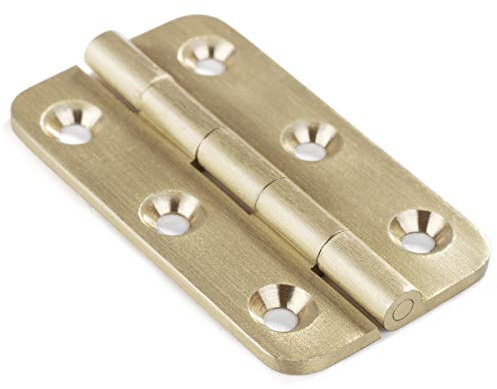 4-Pack Brushed Solid Brass Butt Hinges 2 Inch for Cabinet Doors, Trunks, Wood, Chest, Crafts, Jewelry Box and Wood Boxes, Quiet Mortise Brass Hinge with Round Corner