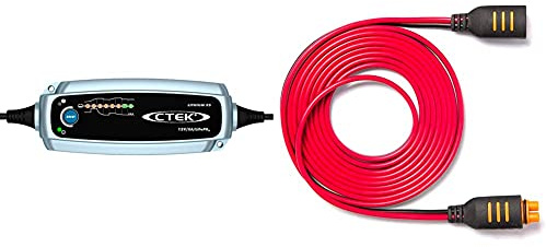 CTEK Lithium XS UK Vehicle Battery Charger 40-003 - For Lithium (12V LiFePO4) Batteries - UK Plug, Black & 56-304 Connect 2.5M Extension extend the range of your charger