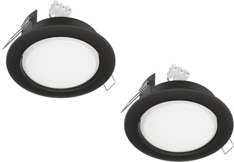 ledscom.de 2 Stück LED Einbaustrahler Zobe II flach GX53 anthrazit matt rund 3,808W 420lm 107mm Ø Lochkreis 90mm Ø