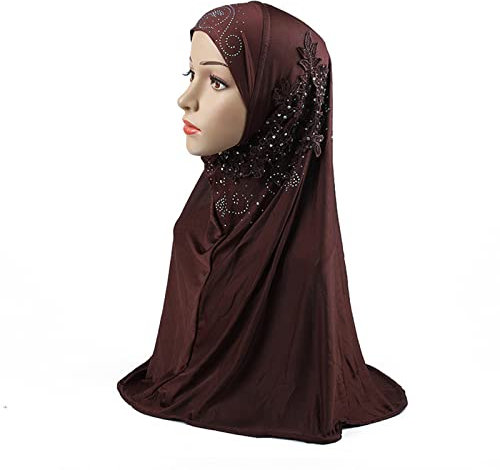 ITODA Hijab Kinder Mädchen Hidschab Muslimisch Kopftuch Islamisch Schal Kopfkappe mit Spitzenblume Schleier Eisseide Gesichtsschleier Sommer Turban Khimar Jilbab Elastisch Arabien Kopfbedeckung