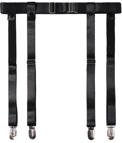Moon Wood Damen Strumpfhalter Nylon Strapsgürtel Verstellbar Elastisch mit 4 Metall-Clips strapse Strapsgürtel für Oberschenkel Strümpfe