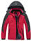 YSENTO Damen Winter Fleece wasserdichte Skijacke Outdoor Verdickte Softshell Warm Winddicht Wandern Funktionelle Atmungsaktive Jacke mit Abnehmbarer Kapuze(Rot,L)