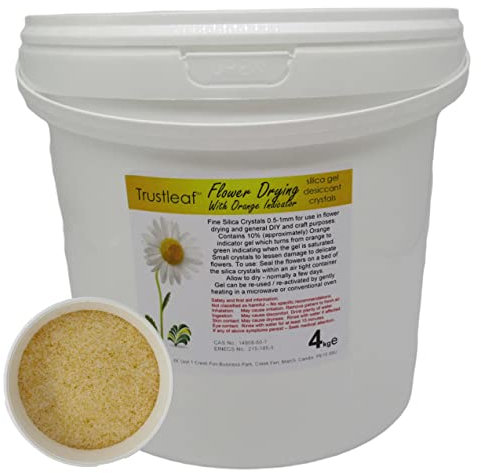 Trustleaf 4 kg Tub Blumentrocknung Silikagel-Körner mit orangefarbenem Indikator 0,5–1 mm (4 kg Tube – f-Oi)