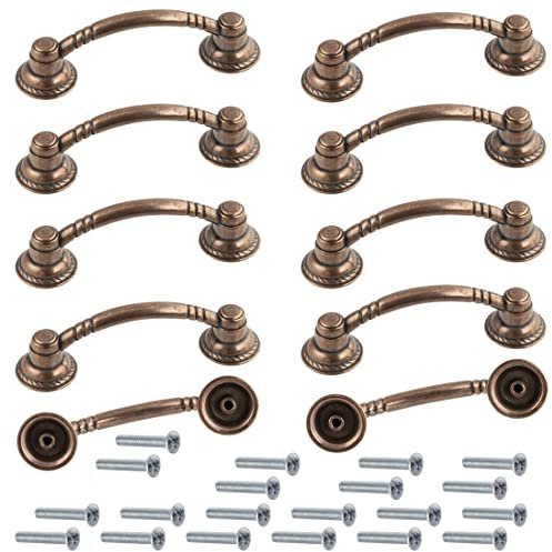 AERZETIX - C41614 - Juego de 10 tiradores para mueble vintage distancia entre ejes 64mm - antiguo puerta armario alacena cajón decoración interior cocina salón - en metal - acabado cobre envejecido