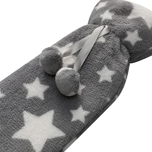 Wärmflasche 2Liter XXL Schlauch mit Bezug Deckel Extra Lang 72cm Bettflasche Neu (Stern)