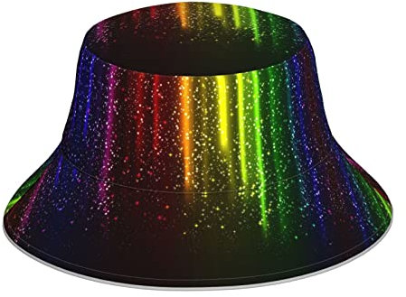 Hundepfotenabdruck, reflektierend, doppelseitig, Fischerhut, doppelseitig, reflektierend, gestreift, Sonnenhut, Fischerhut, Regenbogen Neon, Einheitsgröße
