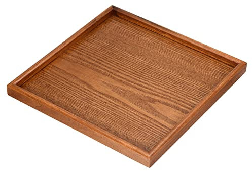 PATIKIL Wood Serving Tray 12 Inch, Square Decorative Platter for Home Decor Kitchen Table Candle Holder, Brown