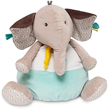 BABY NAT' - Range Pyjama Éléphant Bébé Cacahuète 40cm - Doudou Range Pyjama Doux Et Pratique - Peluche Range Pyjama Décoratif Pour Chambre Bébé - Cadeau Naissance Bébé Mixte - BN0627