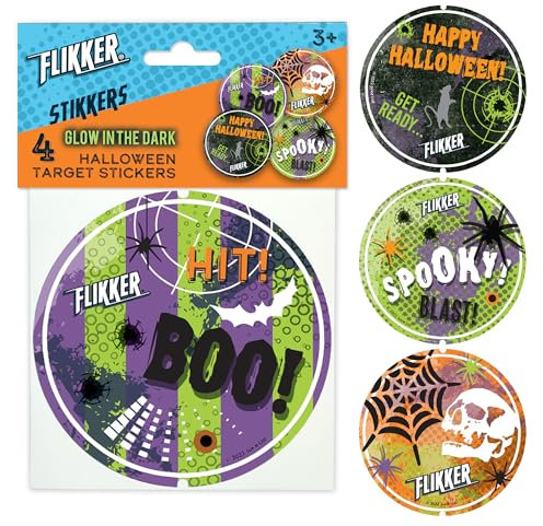 Spooky Fun Horror Target Stickers to fit Flikker Shooting/Ball Throwing/Nerf Gadget Game, Fun Glow in The Dark Room Accessory Teens Kids Boys Girls Party Decoration - Stocking Filler Gift - Birthday