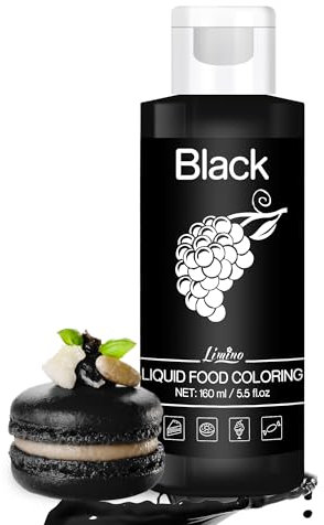 Lebensmittelfarbe - 160ml Flüssige Lebensmittel Farben für Kuchen, Backen, Kekse, Macaron - Zuckerfrei Konzentrierte Farbe Food Coloring für Tortendeko, Getränken, Osterei, DIY Slime (Schwarz)