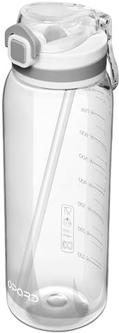 Opard Peak 1000 ml Trinkflasche mit Strohhalm, BPA-frei, Auslaufsichere Flasche mit Klappdeckel